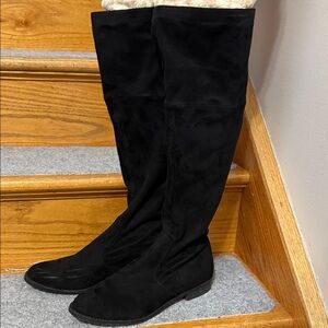 Unisa Black Suede Over-the-Knee Boots